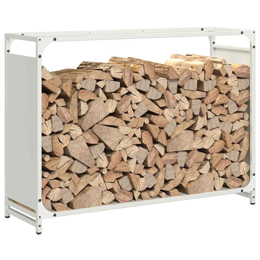 Stalak za drva bijela 90x28x65 cm hladno valjani čelik