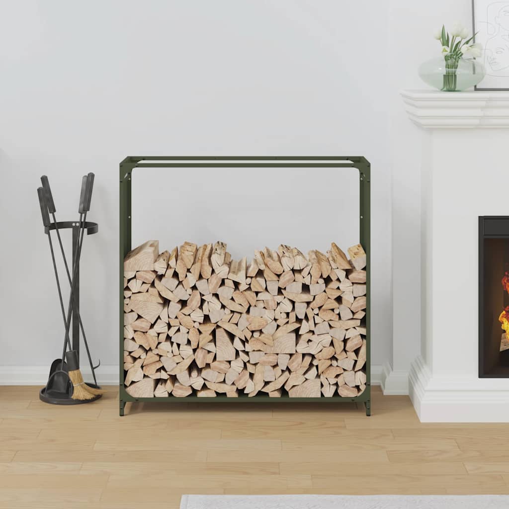 Stalak za drva za ogrjev Maslinasto zelena 90x28x90 cm