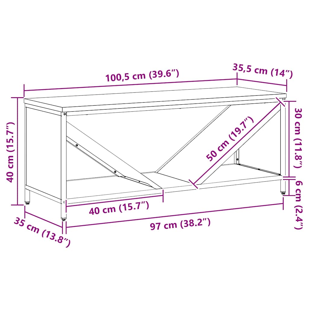 Stalak za drva za ogrjev s drvenim vrhom 100,5x35,5x40 cm