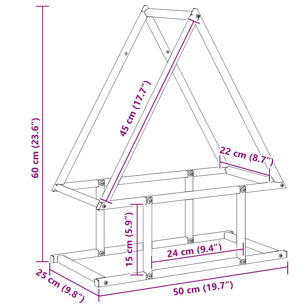 Stalak za drva bijeli 50x25x60cm hladno valjani čelik