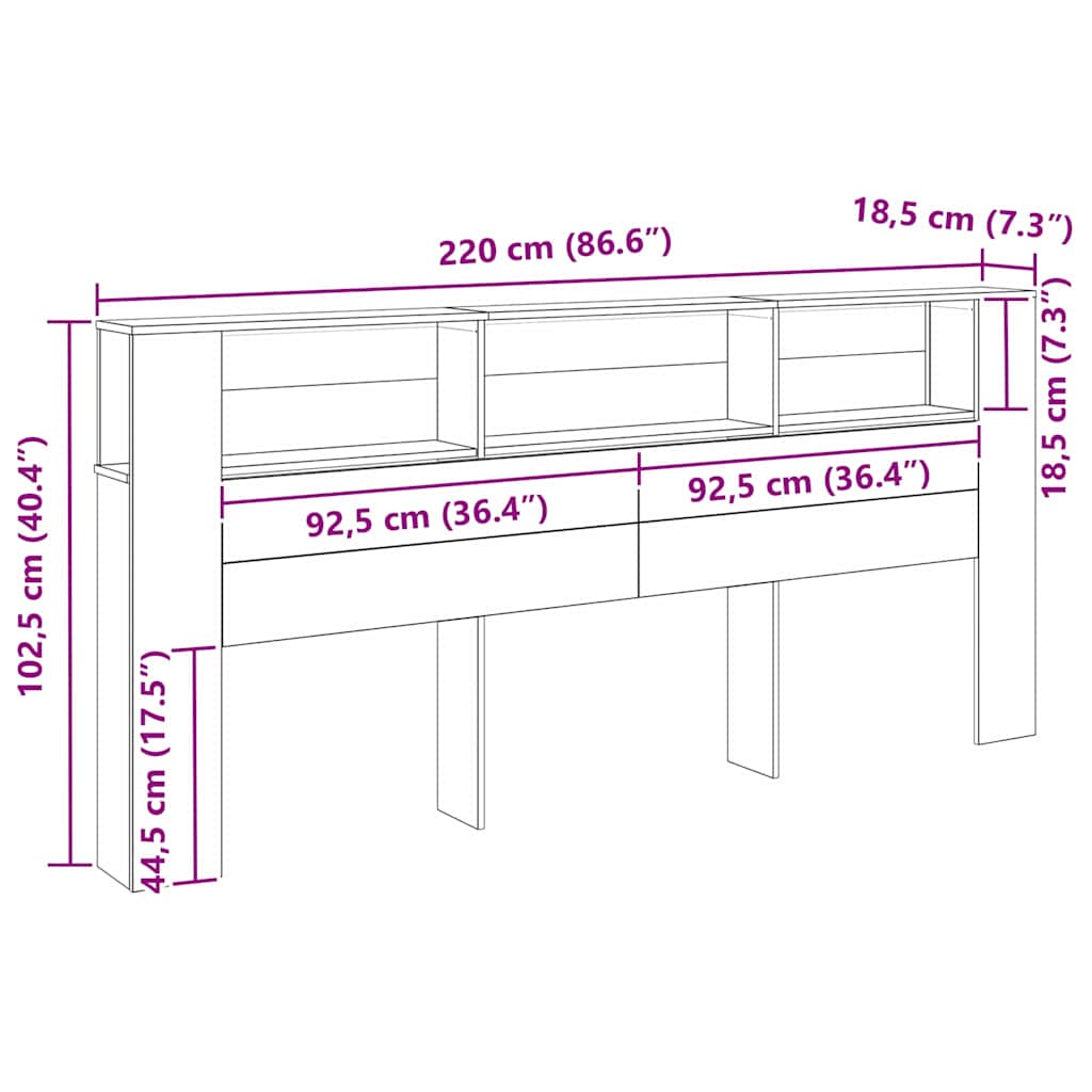 Glava kreveta s ormarićem Staro drvo 220 x 18,5 x 102,5 cm