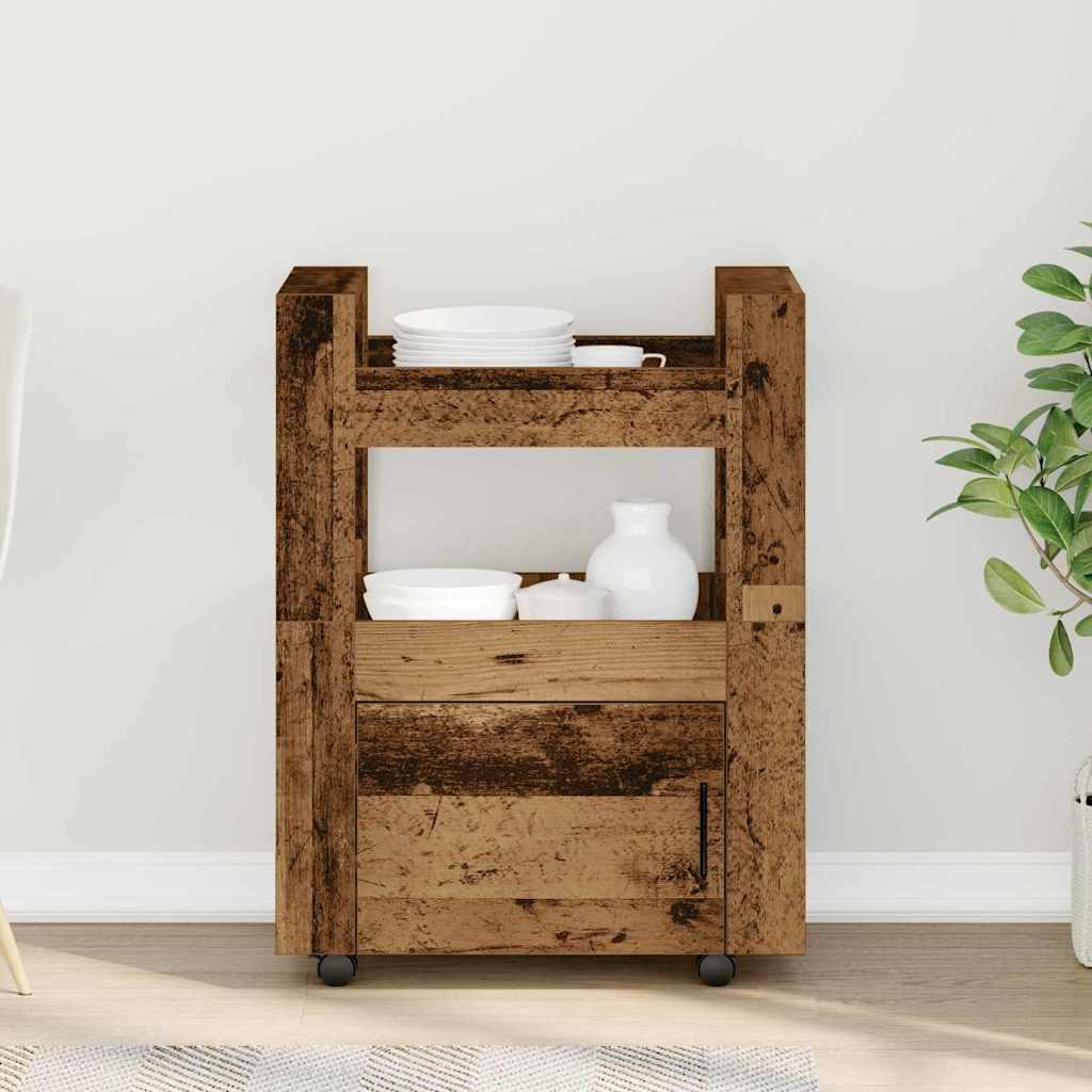 Kuhinjski kolica Staro drvo 60 x 45 x 80 cm Konstruirano drvo