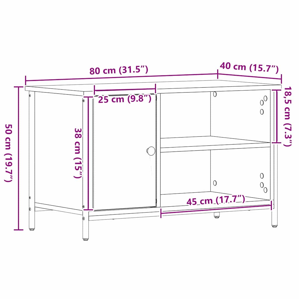 TV ormar Crni hrast 80 x 40 x 50 cm Konstruirano drvo