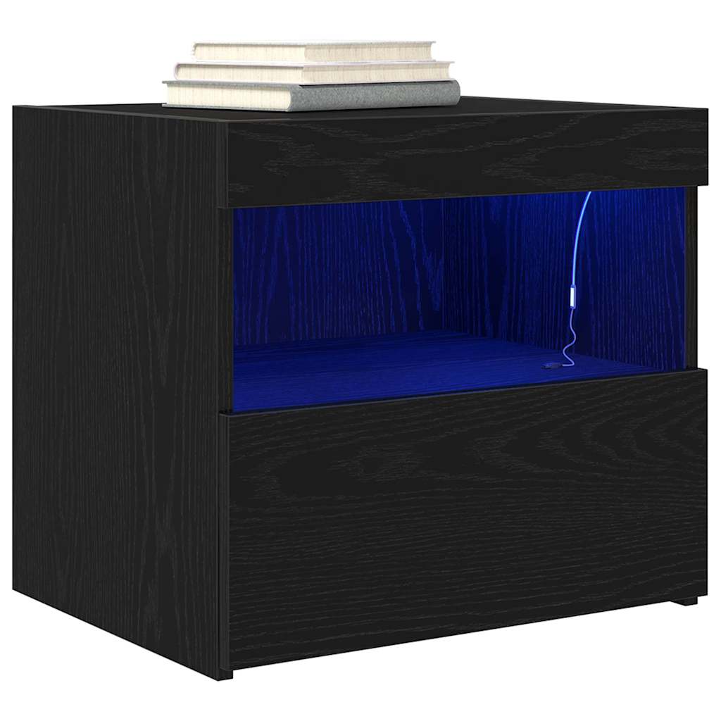 Noćni ormar 2 pcs Crni hrast 50 x 40 x 45 cm Konstruirano drvo