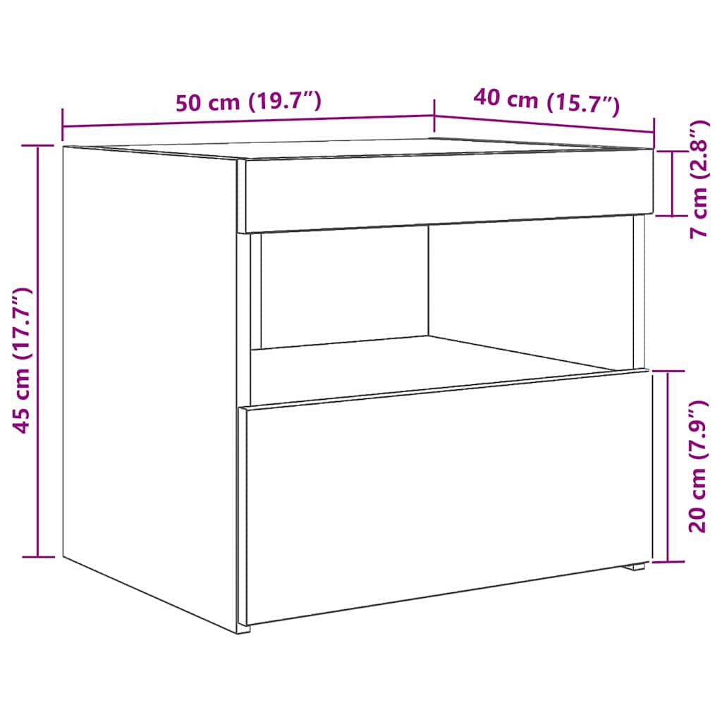 Noćni ormar 2 pcs Crni hrast 50 x 40 x 45 cm Konstruirano drvo