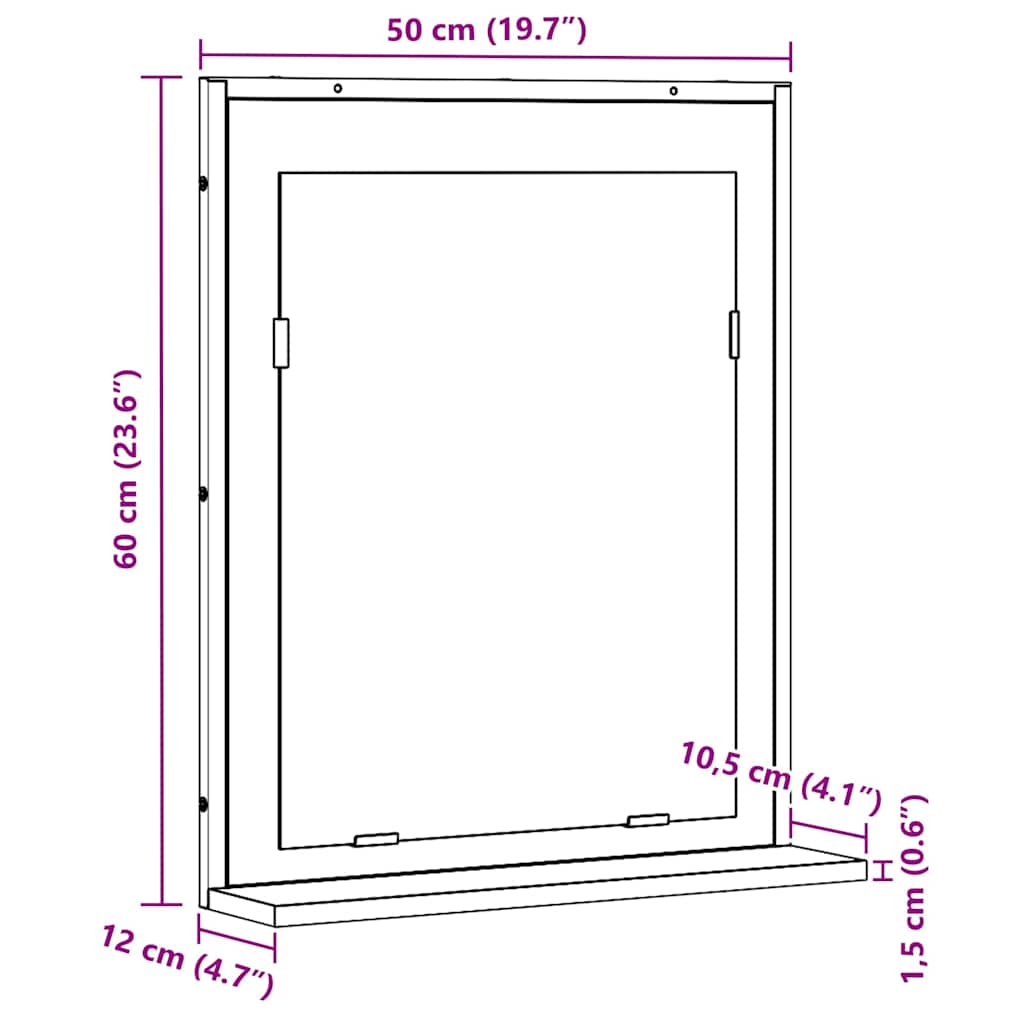 Ogledalo Staro drvo 50 x 12 x 60 cm Staklo i inženjerski drvo