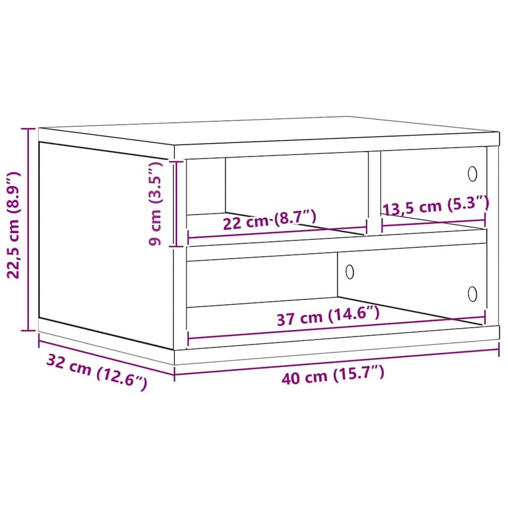 Držač za printer s pohranom Umjetnički hrast 40 x 32 x 22,5 cm