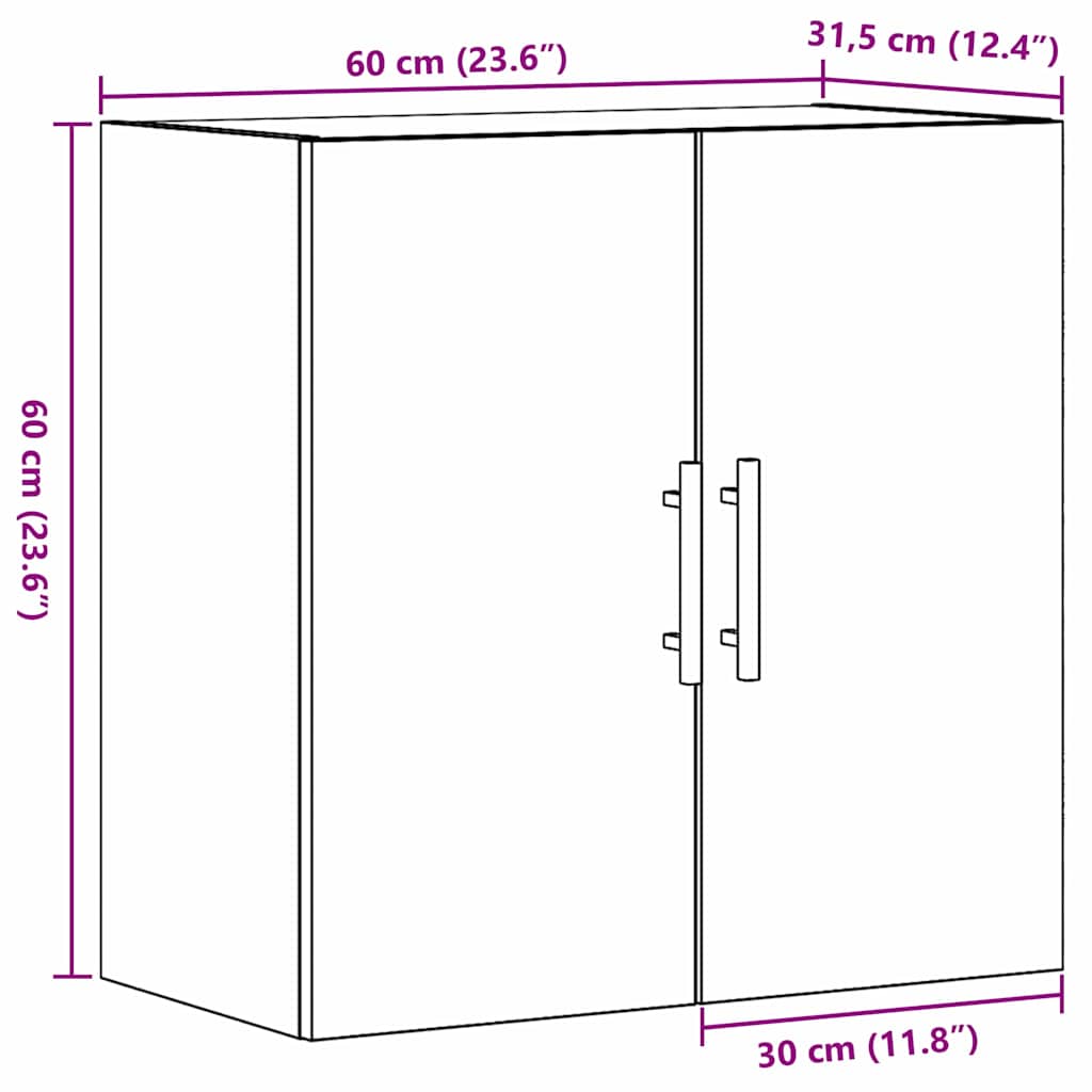 Ormar za Zid Crni hrast 60 x 31,5 x 60 cm Konstruirano drvo
