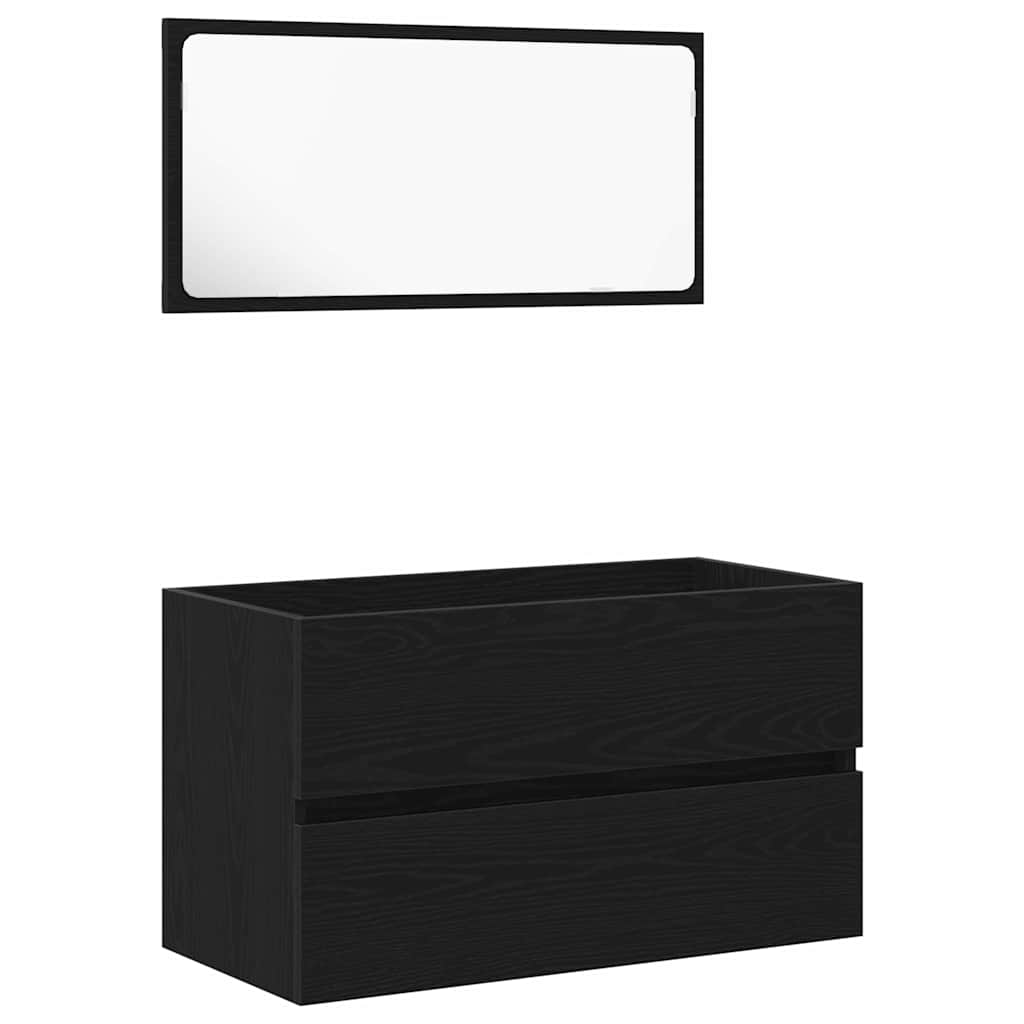 Set namještaja za kupaonicu 2 pcs Crni hrast Konstruirano drvo