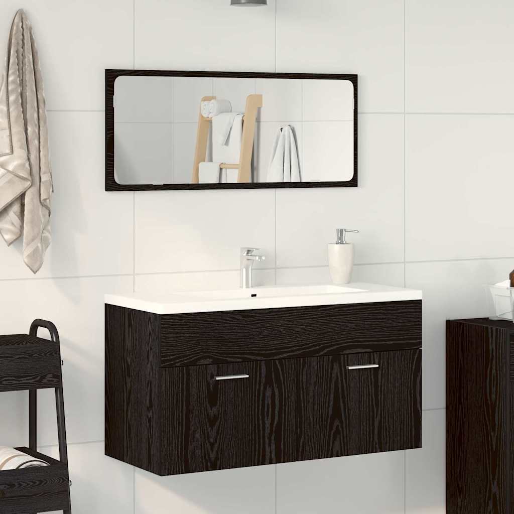 Set namještaja za kupaonicu 2 pcs Crni hrast Konstruirano drvo