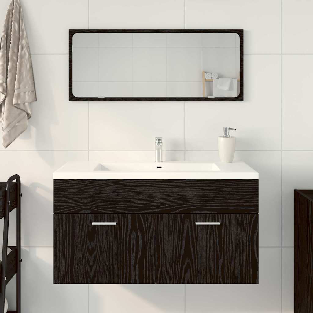 Set namještaja za kupaonicu 2 pcs Crni hrast Konstruirano drvo