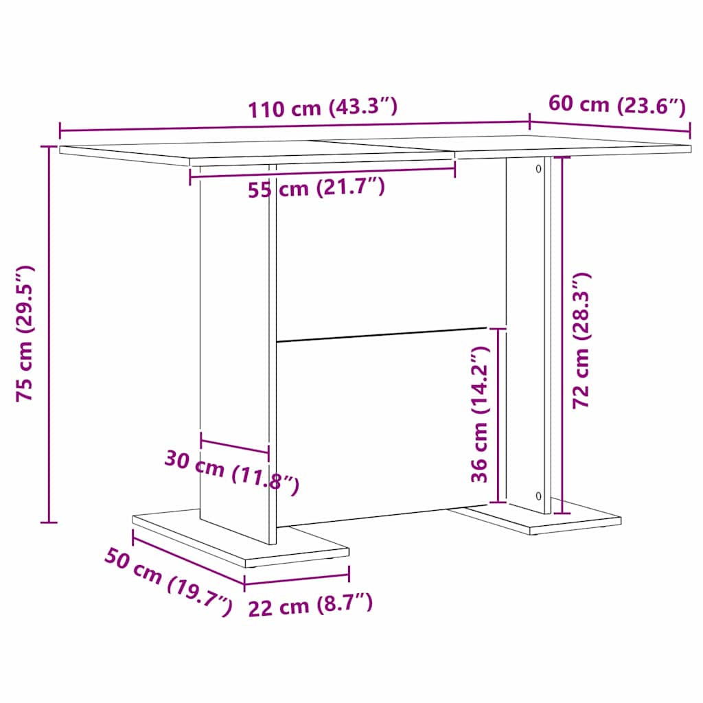 Stol za objedovanje Crna 110 x 60 x 75 cm Konstruirano drvo