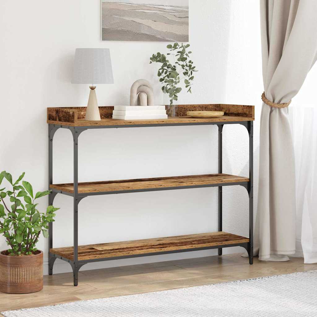 Konzolni stol s policom s pohranom Staro drvo 100 x 30 x 80 cm