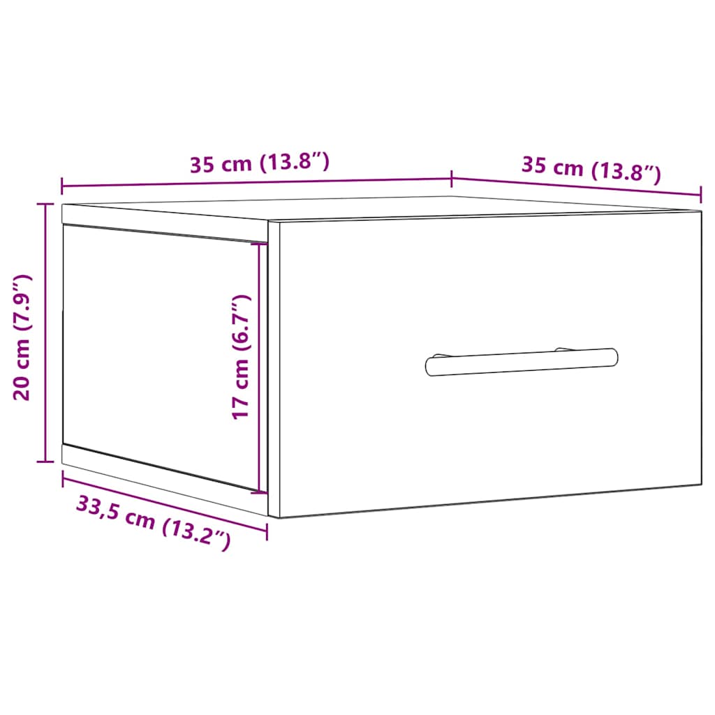 Noćni ormar Zidne 2 pcs Umjetnički hrast 35 x 35 x 20 cm