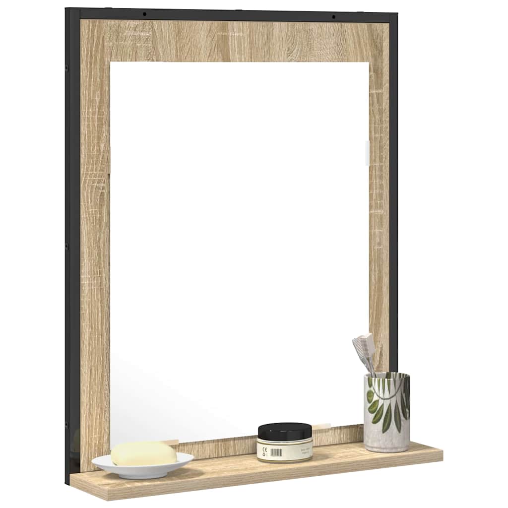 Zrcalo za kupaonicu s policom Zidne Crna 50 x 12 x 60 cm