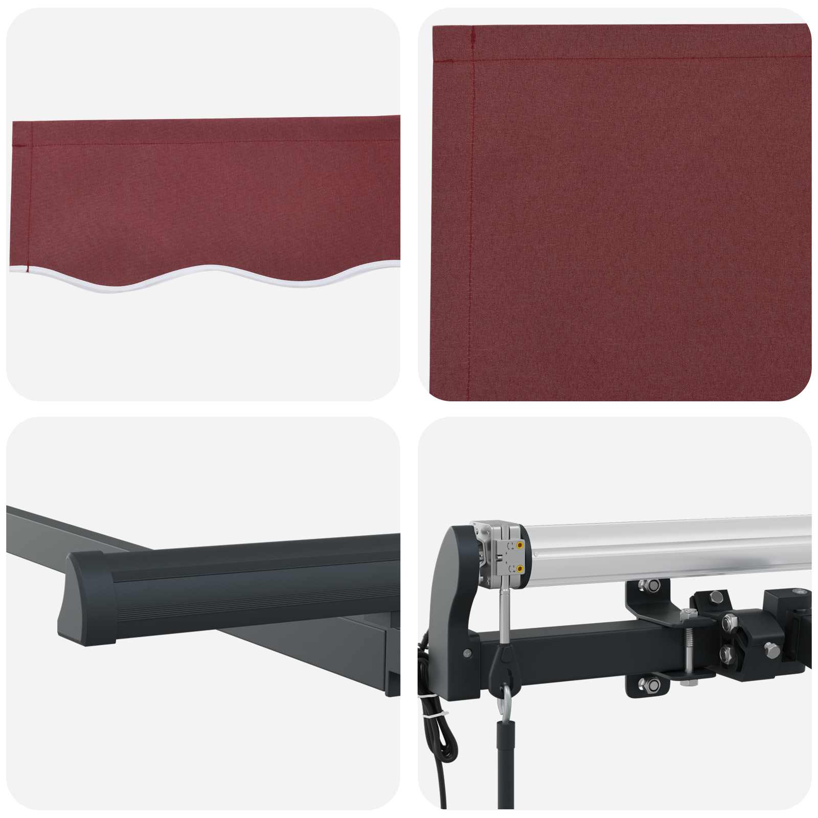 Skrovita tenda Tamno crvena 250 x 200 cm tkanina