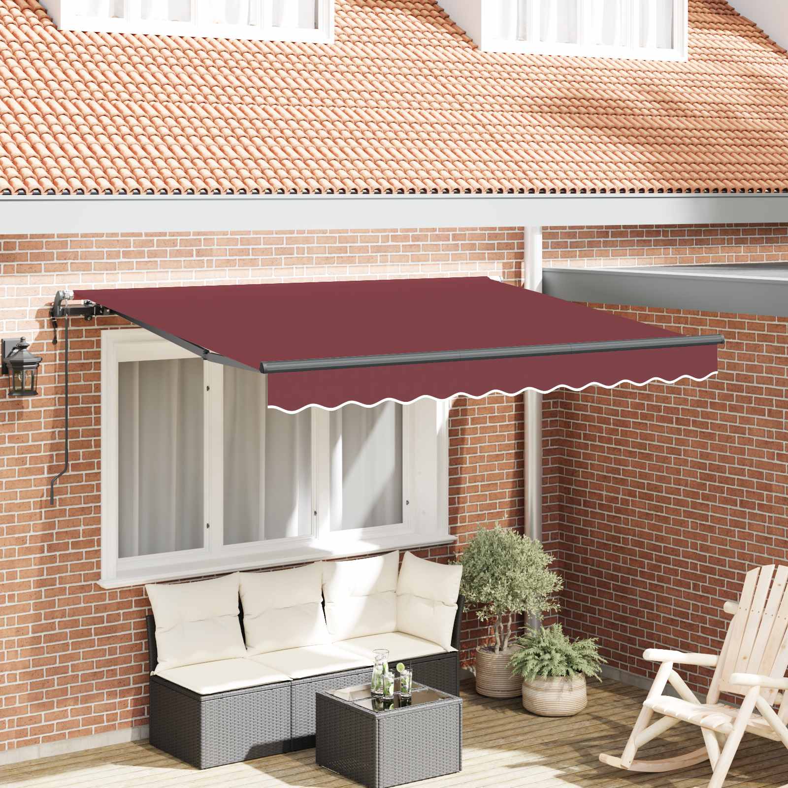 Skrovita tenda Tamno crvena 250 x 200 cm tkanina