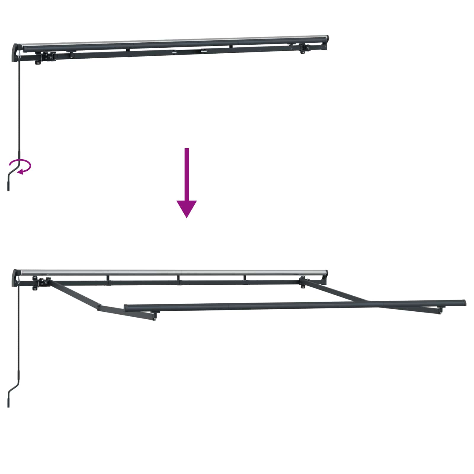 Skrovita tenda Bijelo 250 x 200 cm tkanina