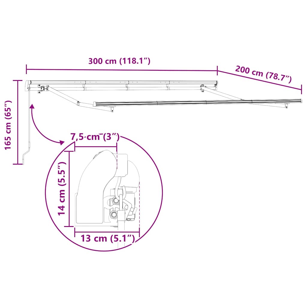 Skrovita tenda Krema 300 x 200 cm tkanina