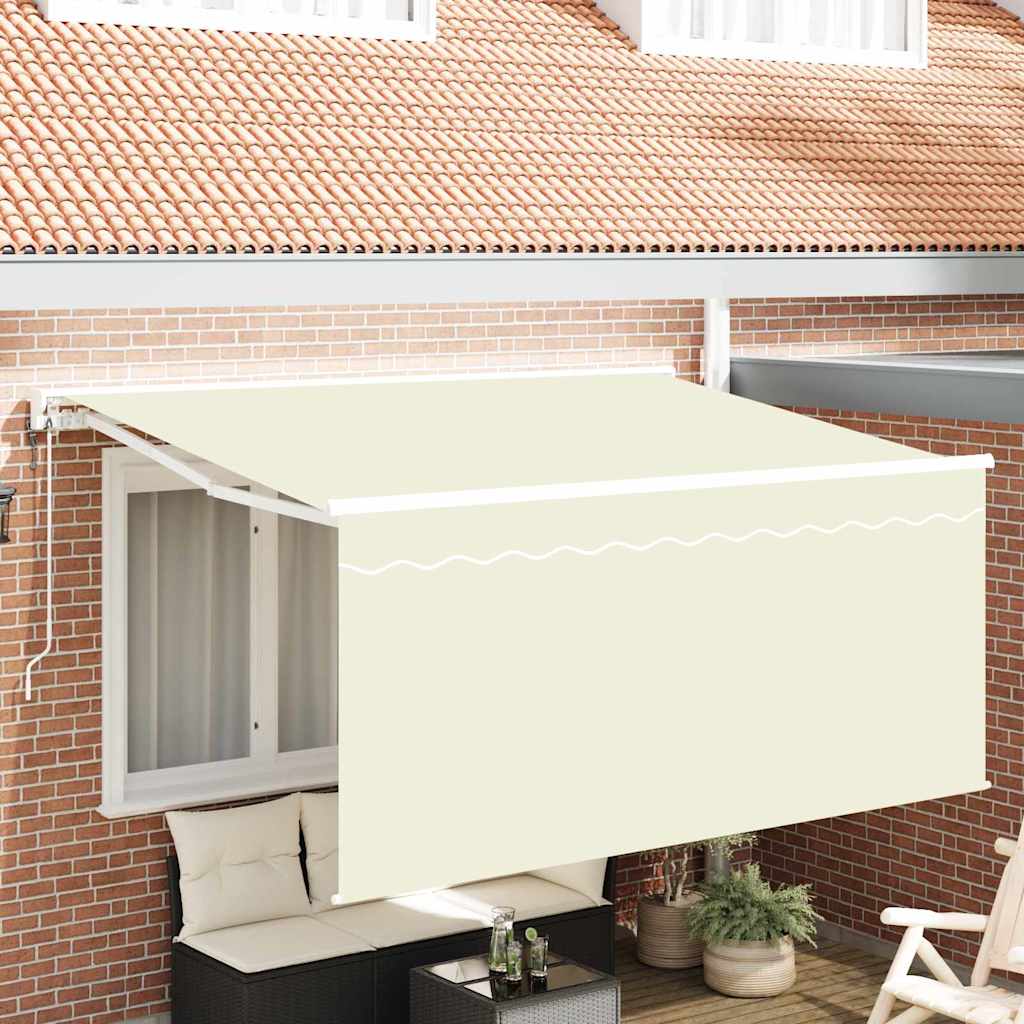 Skrovita tenda Krema 300 x 200 cm Poliester i aluminij