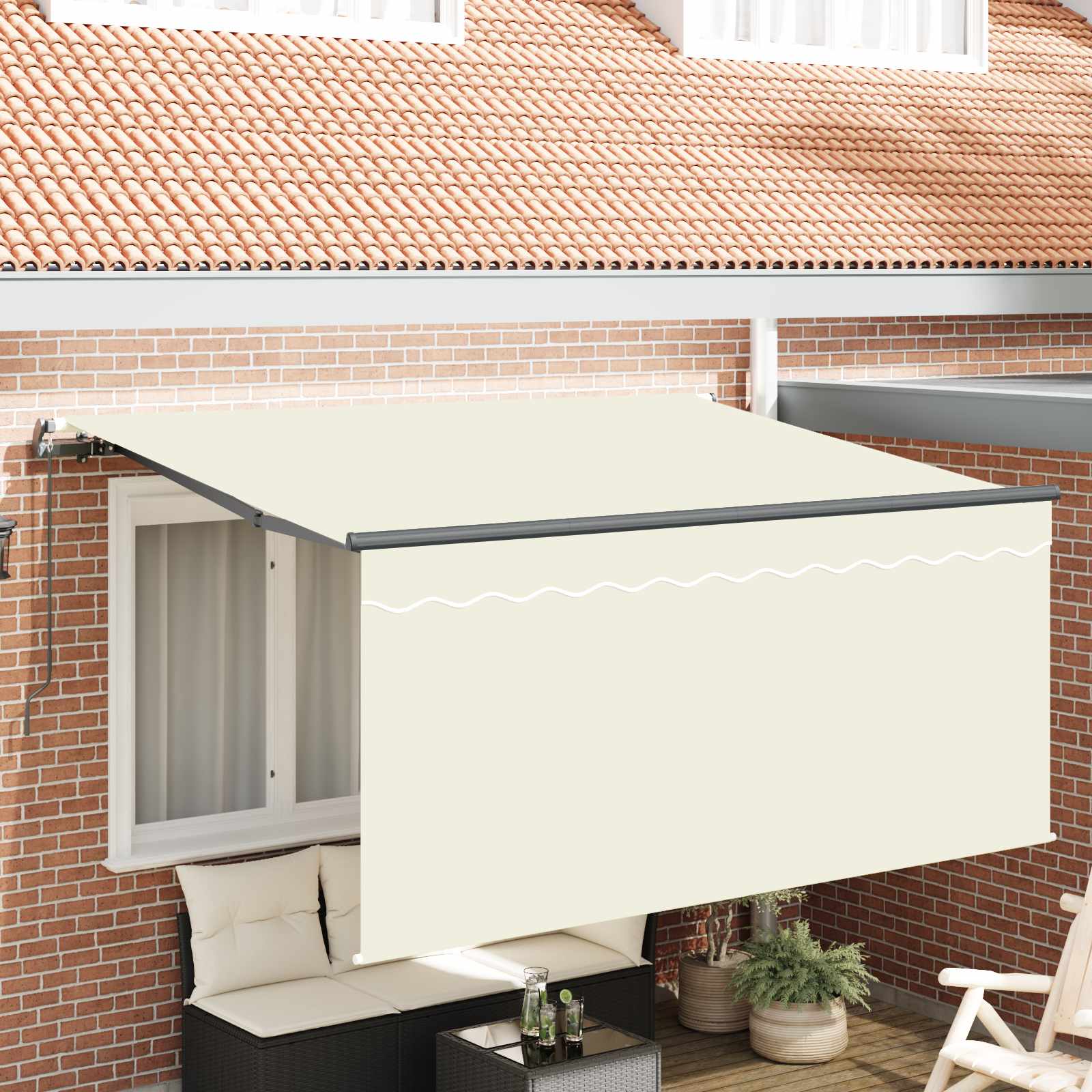 Skrovita tenda Krema 300 x 200 cm Poliester i aluminij
