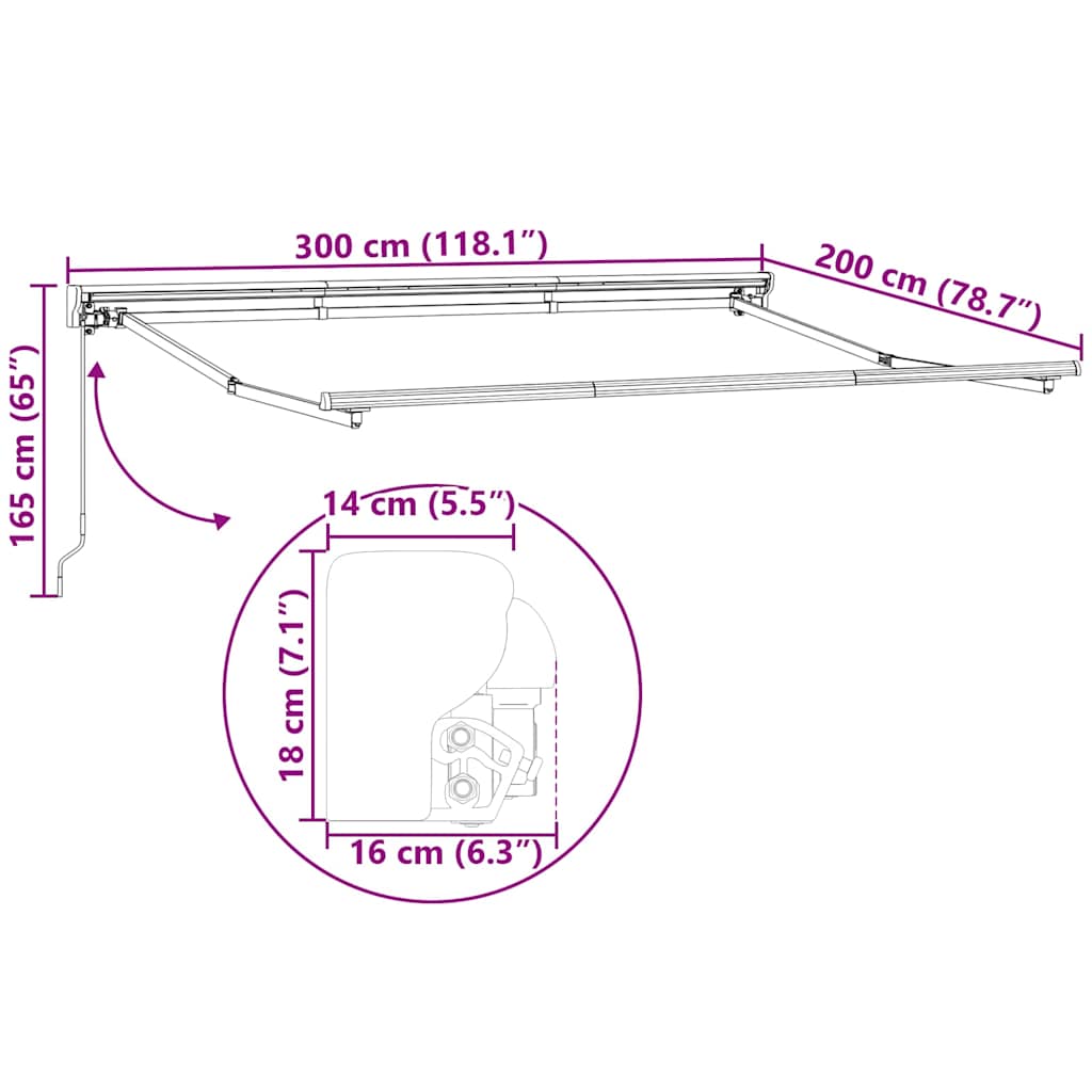Okvir tende Žuta i bijela 300 x 200 cm Poliester s PU premazom