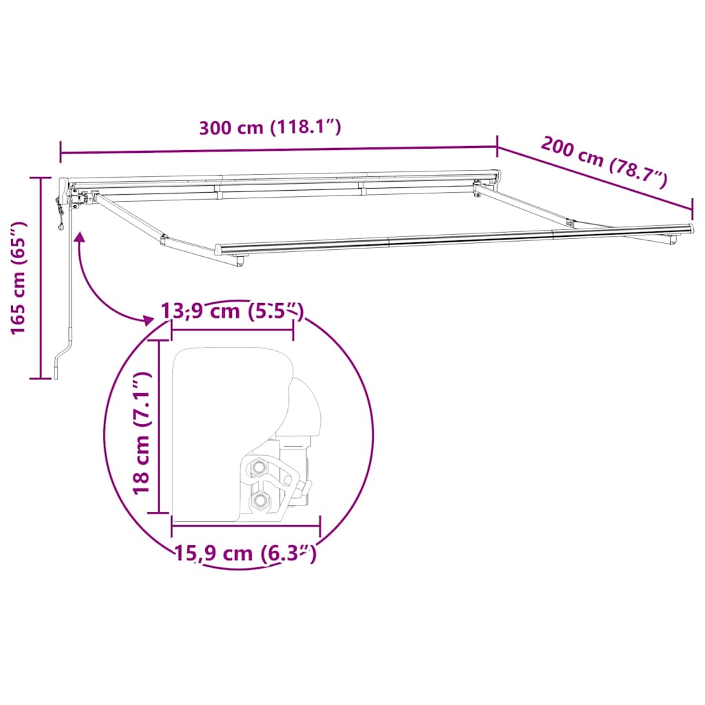 Okvir tende Narančasta i Crna 300 x 200 cm