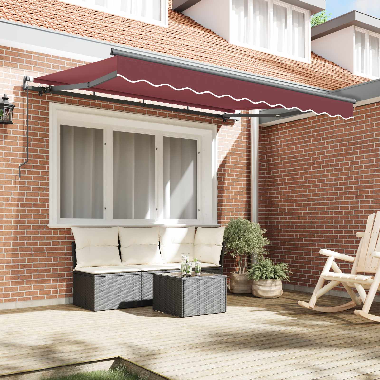 Skrovita tenda Tamno crvena 300 x 200 cm tkanina