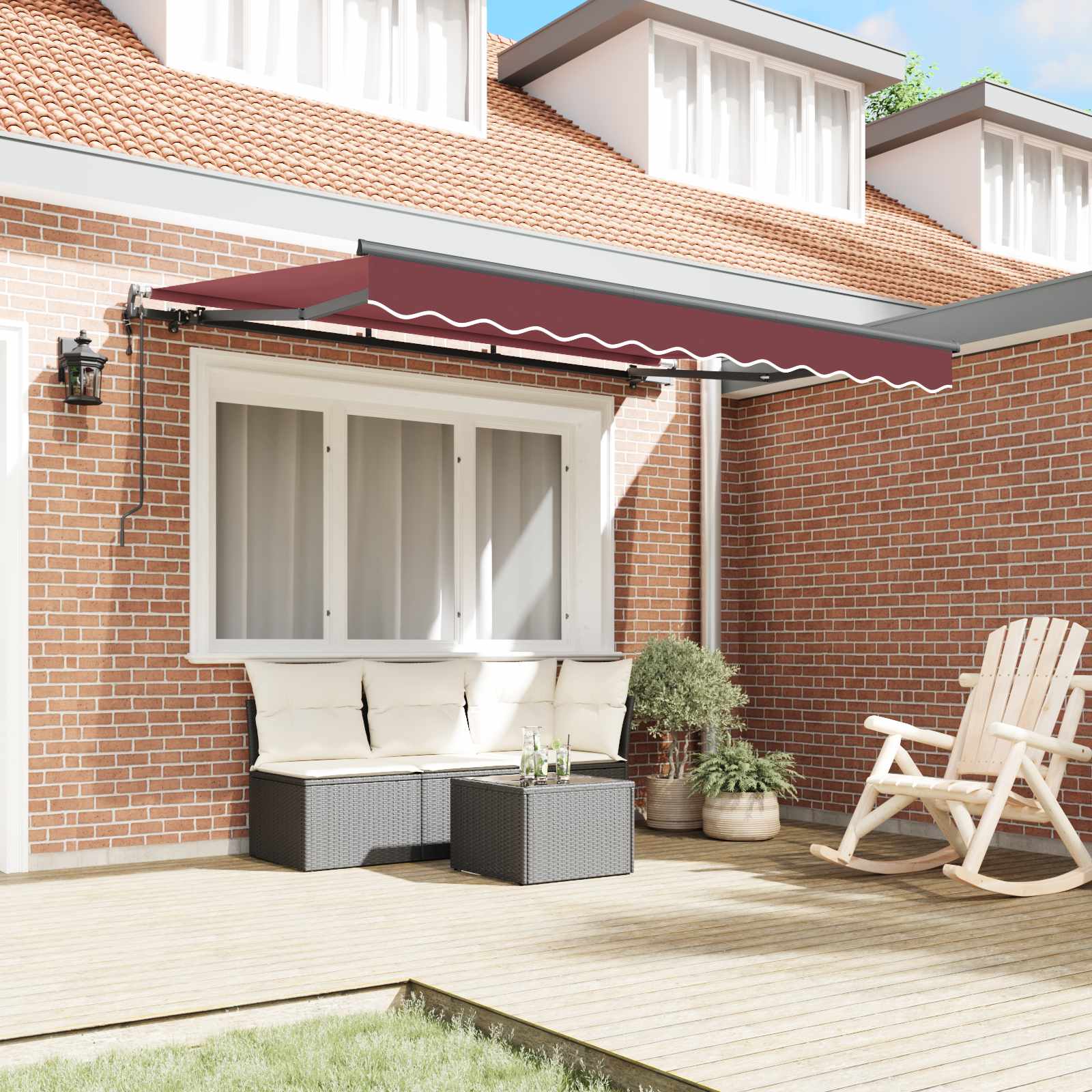 Skrovita tenda Tamno crvena 300 x 200 cm tkanina