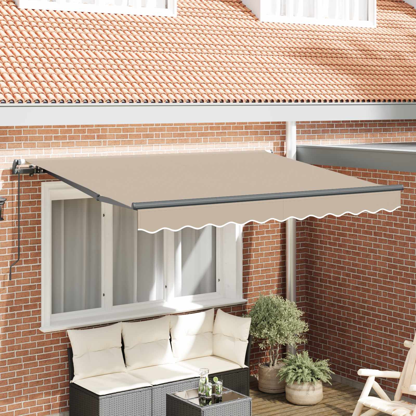 Skrovita tenda Bež 300 x 200 cm tkanina