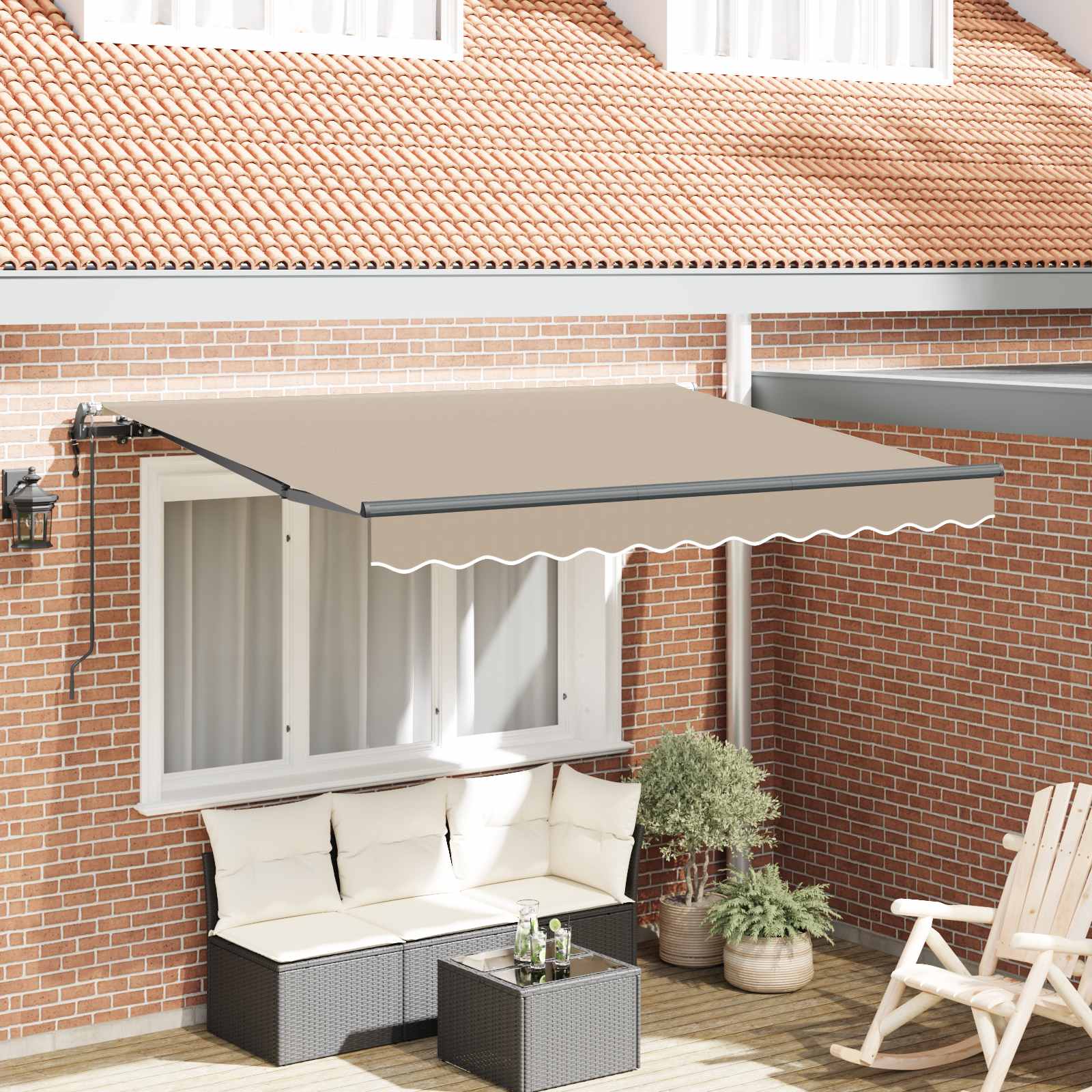 Skrovita tenda Bež 300 x 200 cm tkanina