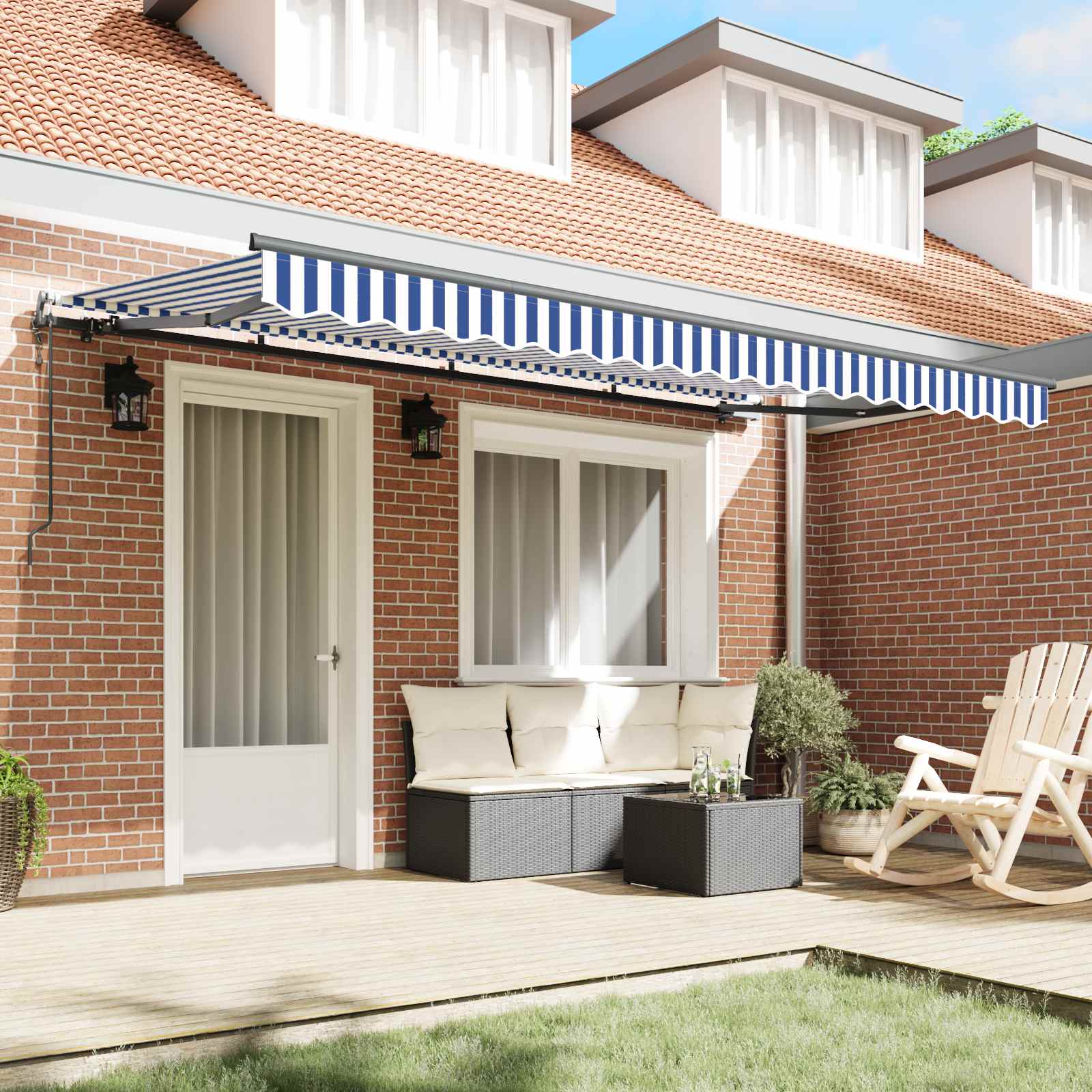 Skrovita tenda Plava 350 x 200 cm tkanina