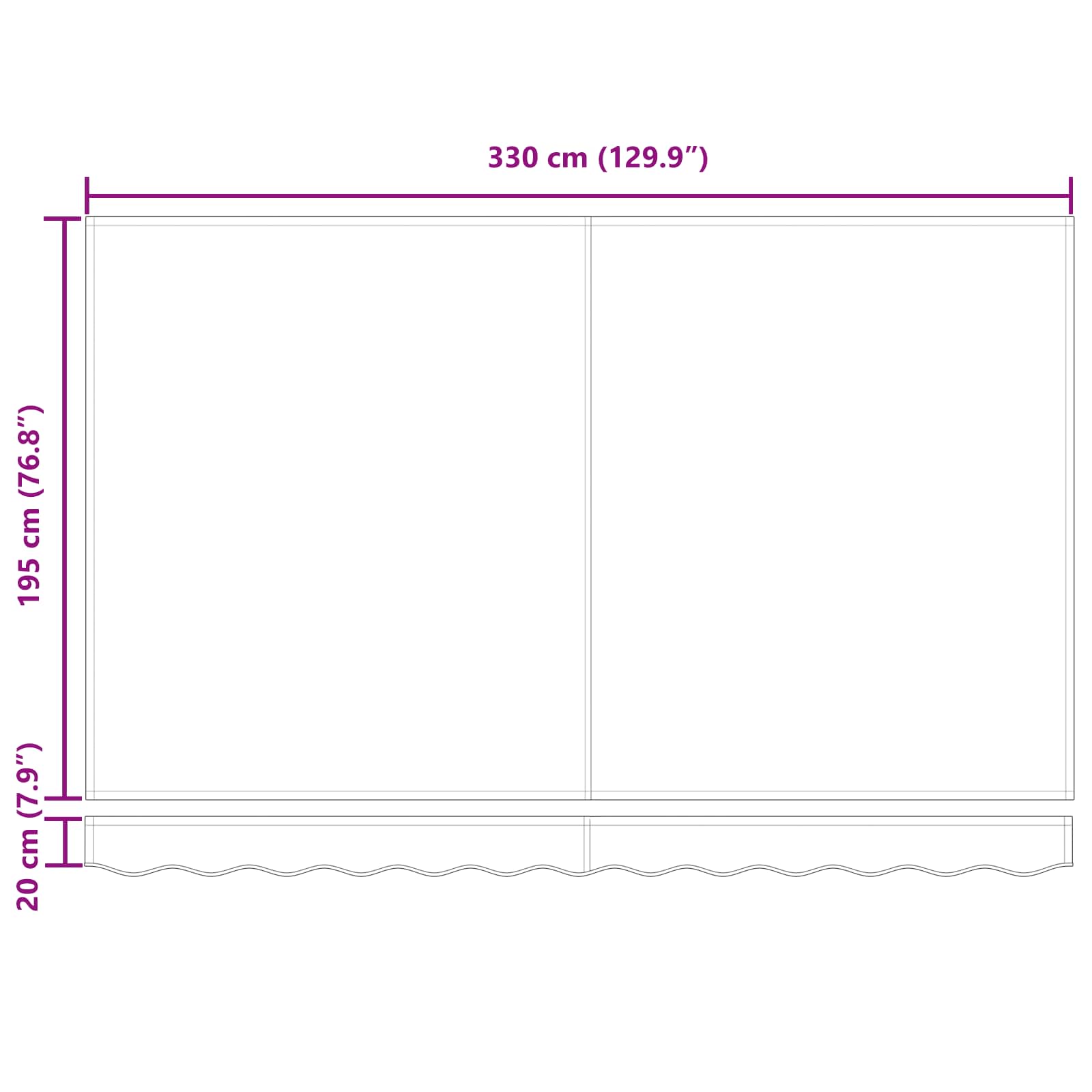 Skrovita tenda Plava 350 x 200 cm tkanina