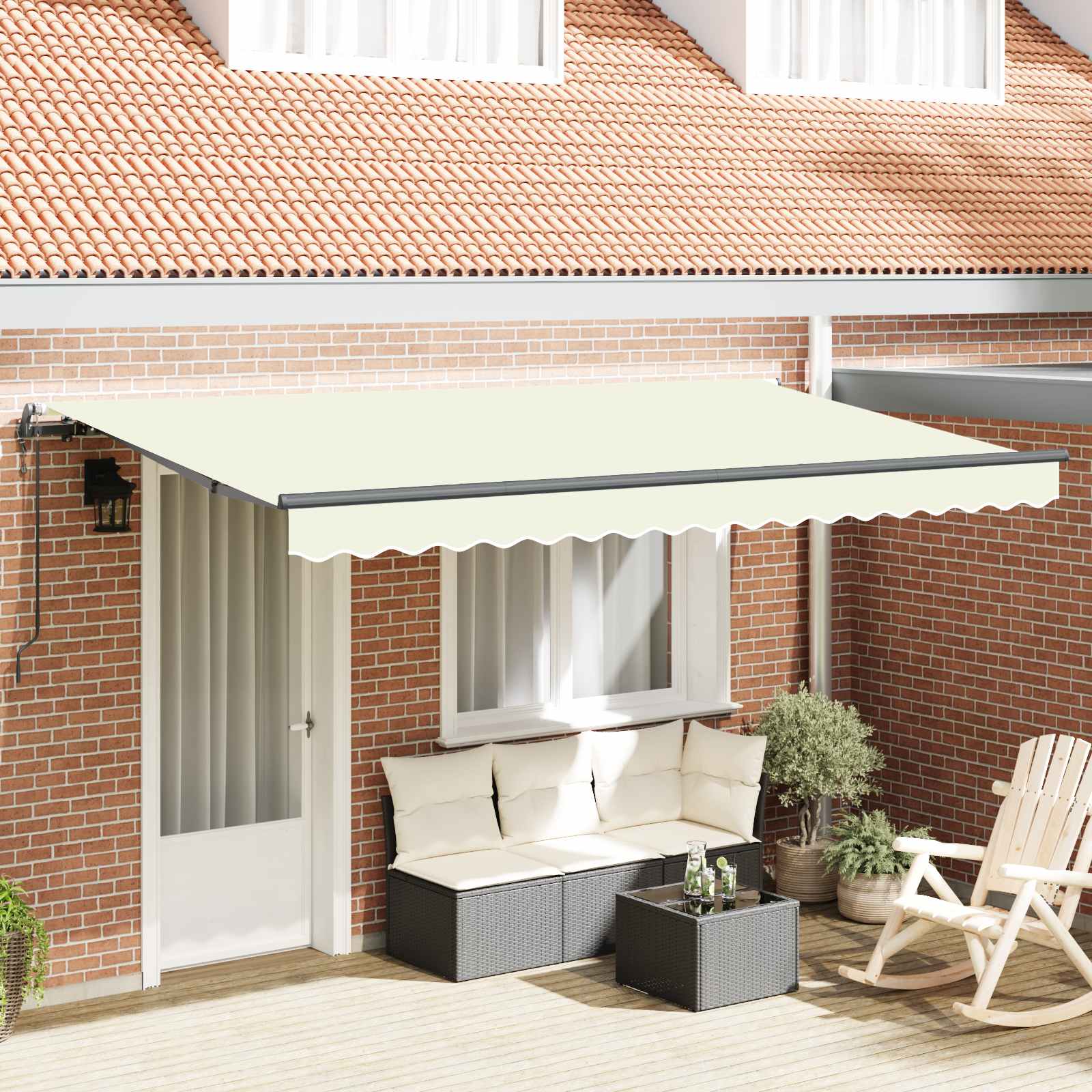 Skrovita tenda Krema 350 x 200 cm tkanina