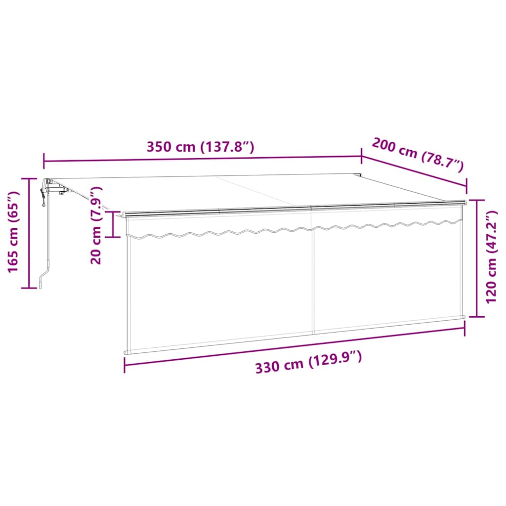 Skrovita tenda Prugasti Plava 350 x 200 cm tkanina
