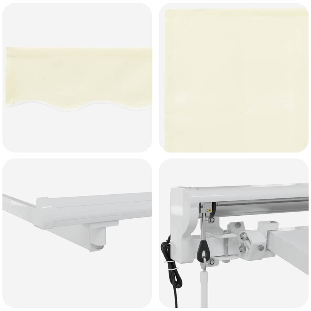 Skrovita tenda Krema 350 x 200 cm Poliester i aluminij