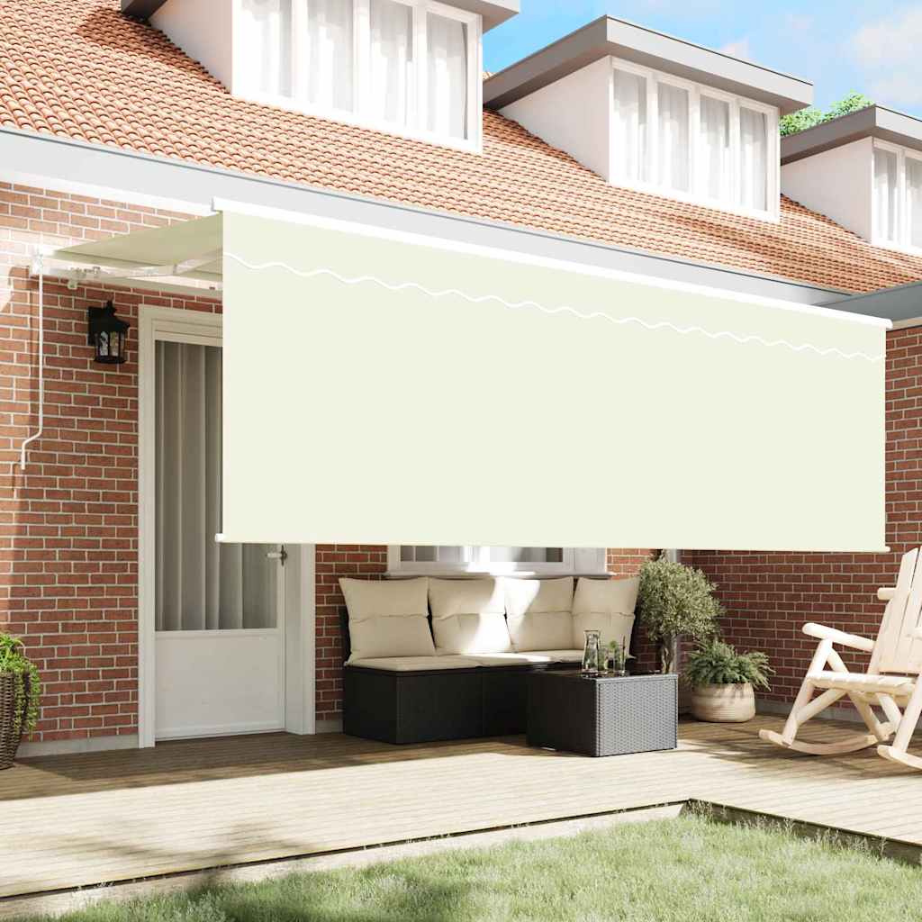 Skrovita tenda Krema 350 x 200 cm Poliester i aluminij