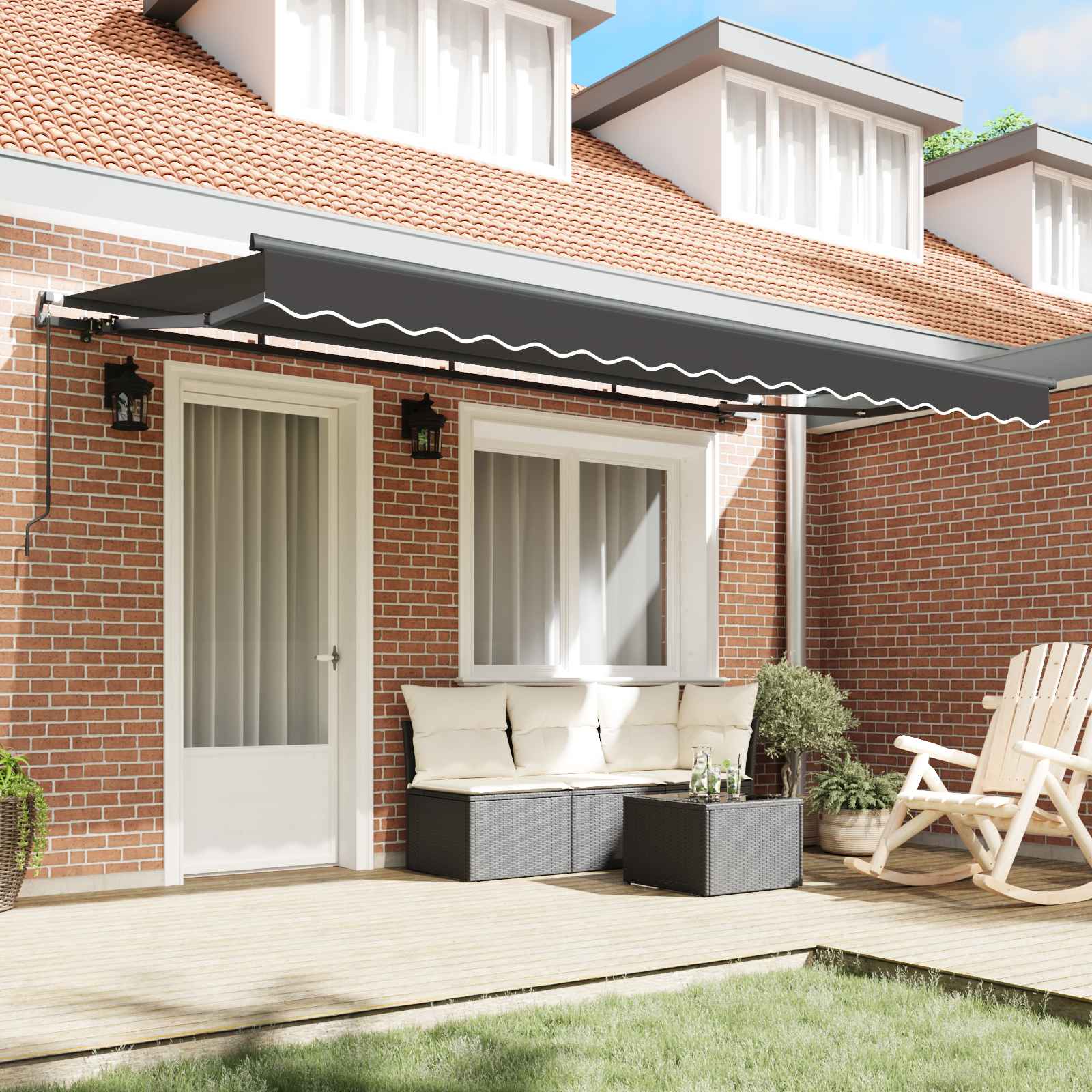 Skrovita tenda Antracit 350 x 200 cm tkanina