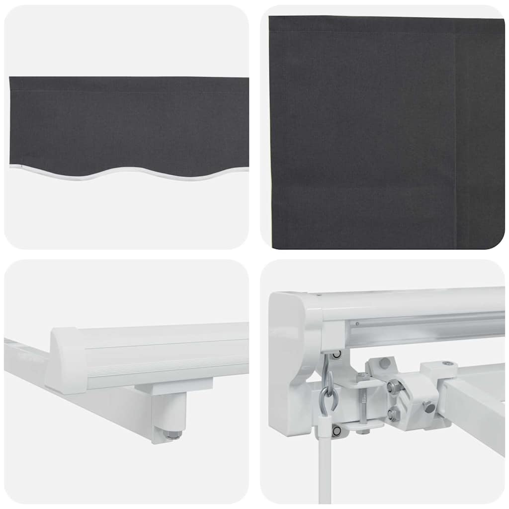 Skrovita tenda Krema 350 x 200 cm Poliester i aluminij