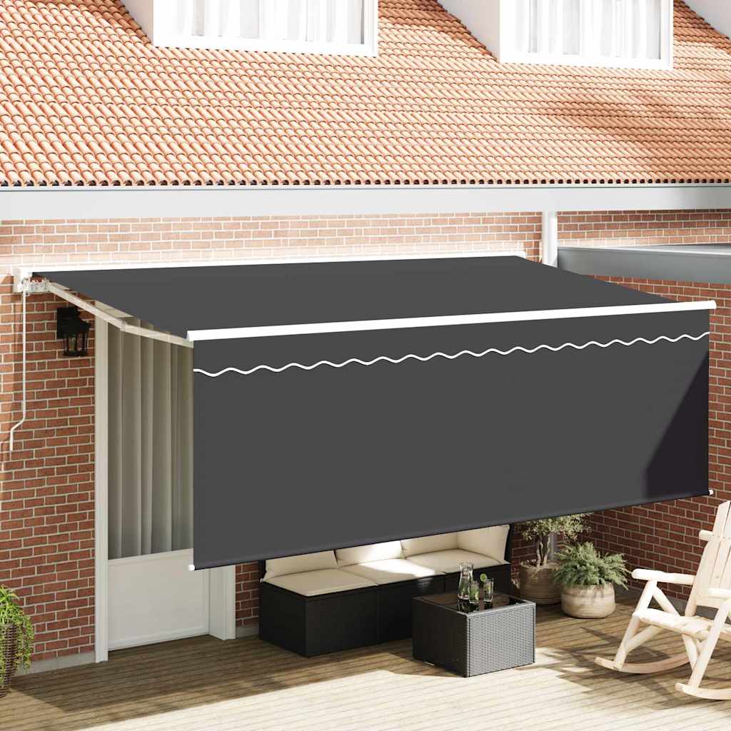 Skrovita tenda Krema 350 x 200 cm Poliester i aluminij