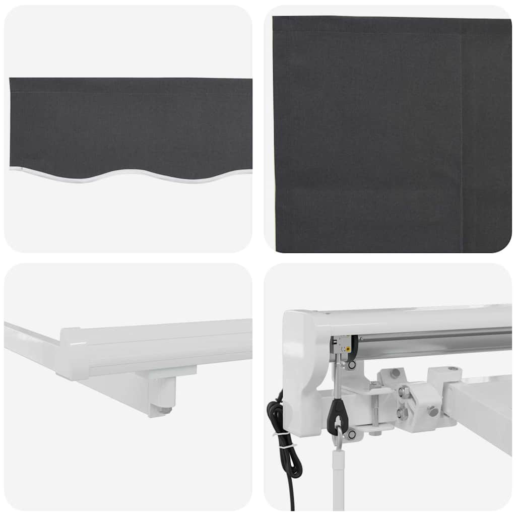 Skrovita tenda Antracit 350 x 200 cm Poliester i aluminij