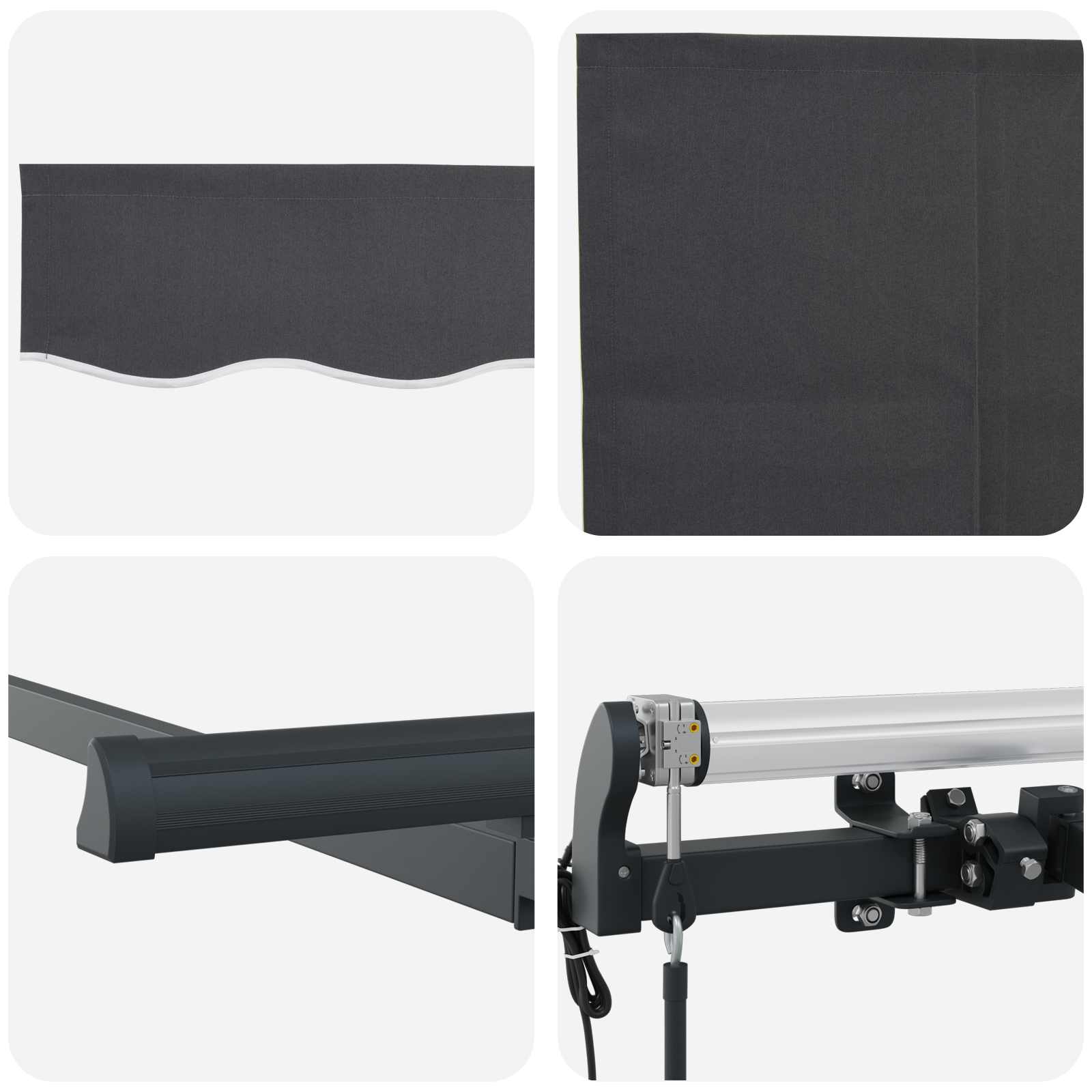 Skrovita tenda Antracit 350 x 200 cm Poliester i aluminij