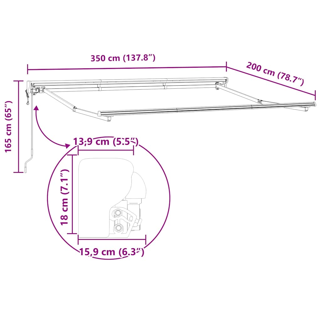 Okvir tende Antracit i bijelo 350 x 200 cm