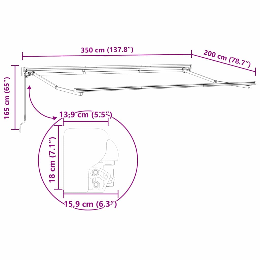 Okvir tende Svijetlo siva 350 x 200 cm Poliester s PU premazom