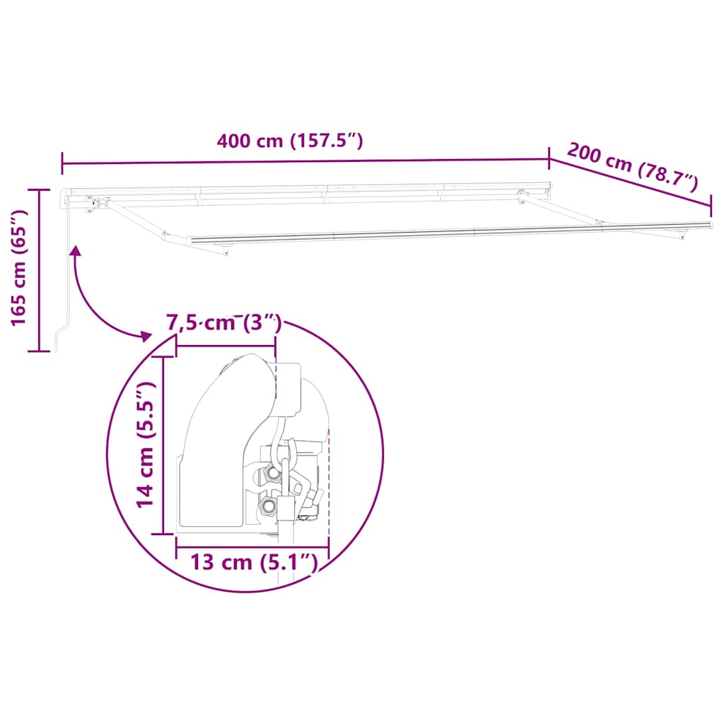 Skrovita tenda Plava 400 x 200 cm tkanina