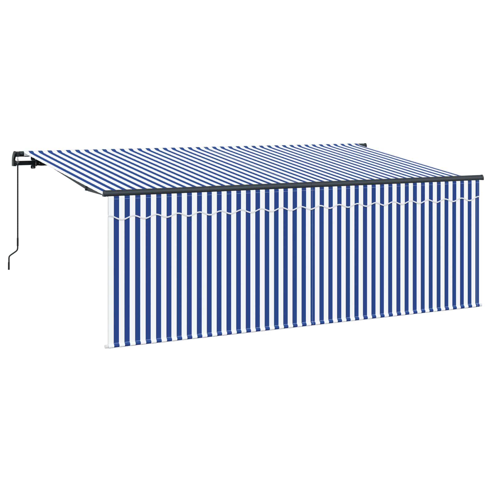 Skrovita tenda Plava i bijela 400 x 200 cm Poliester i aluminij