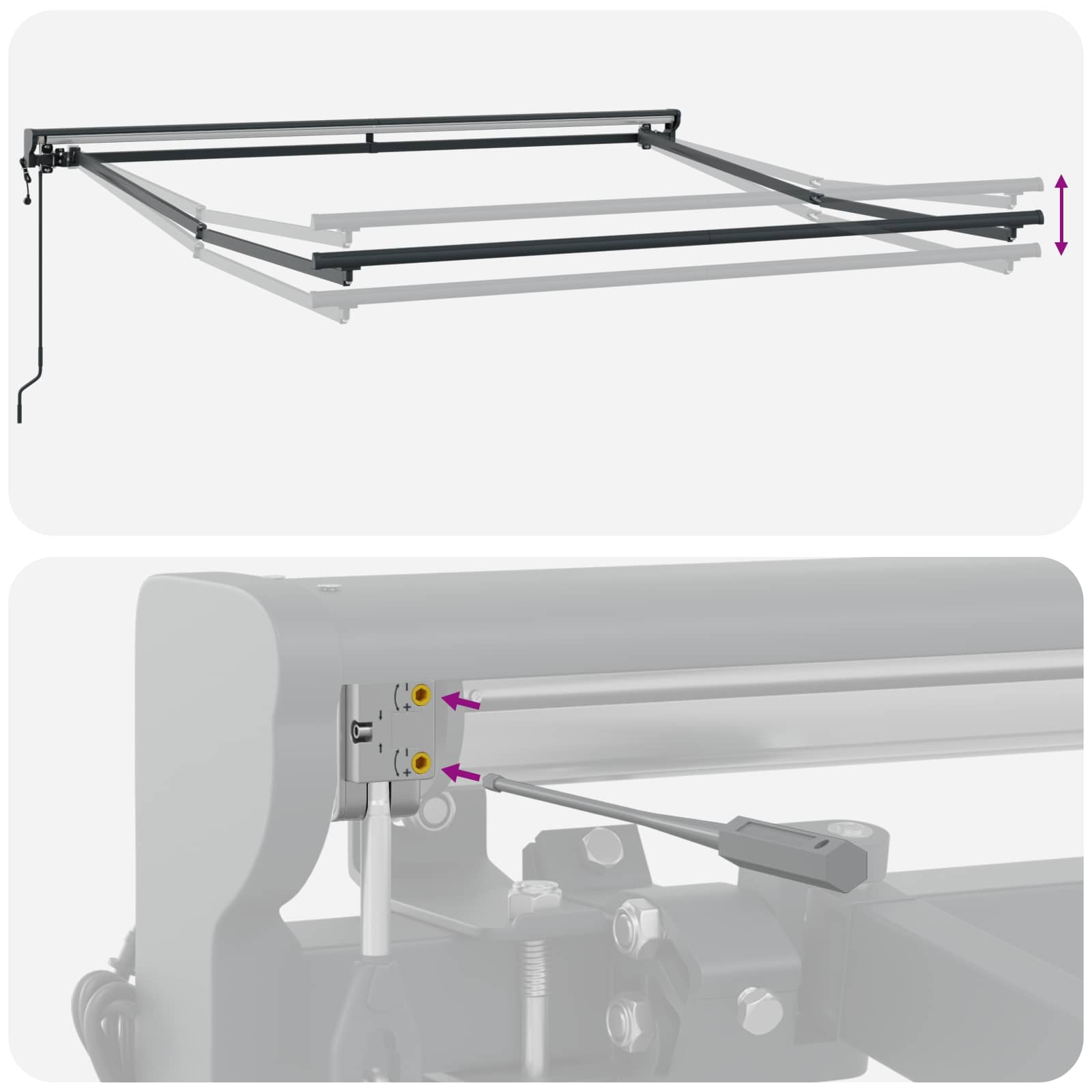 Skrovita tenda Krema 300 x 250 cm Poliester i aluminij