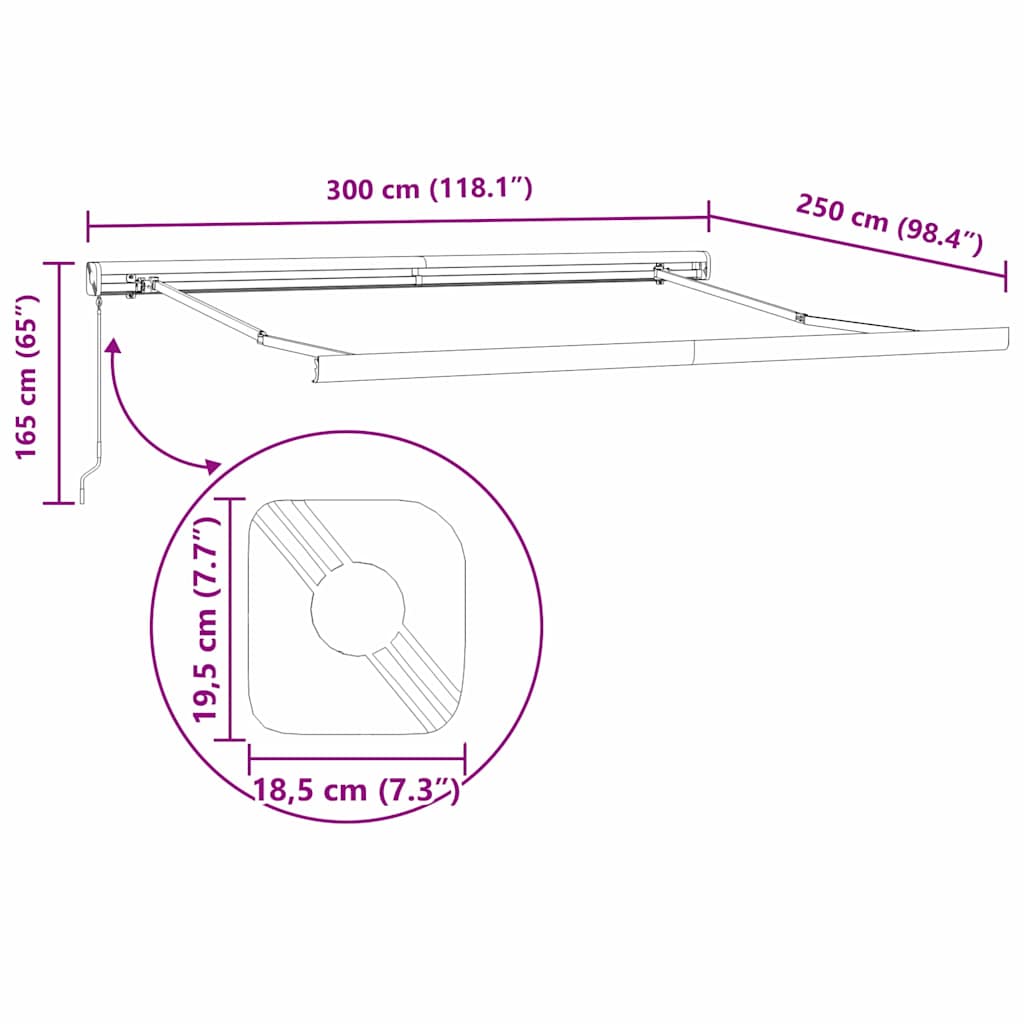 Skrovita tenda Crvena i Crna 300 x 250 cm Tkanina i Metal