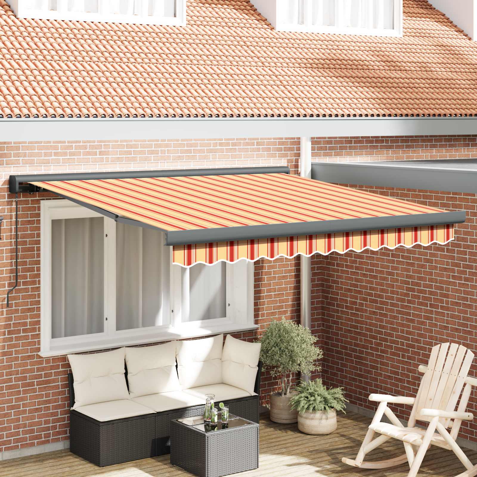Skrovita tenda Žuta i narančasta 300 x 250 cm Tkanina i Metal