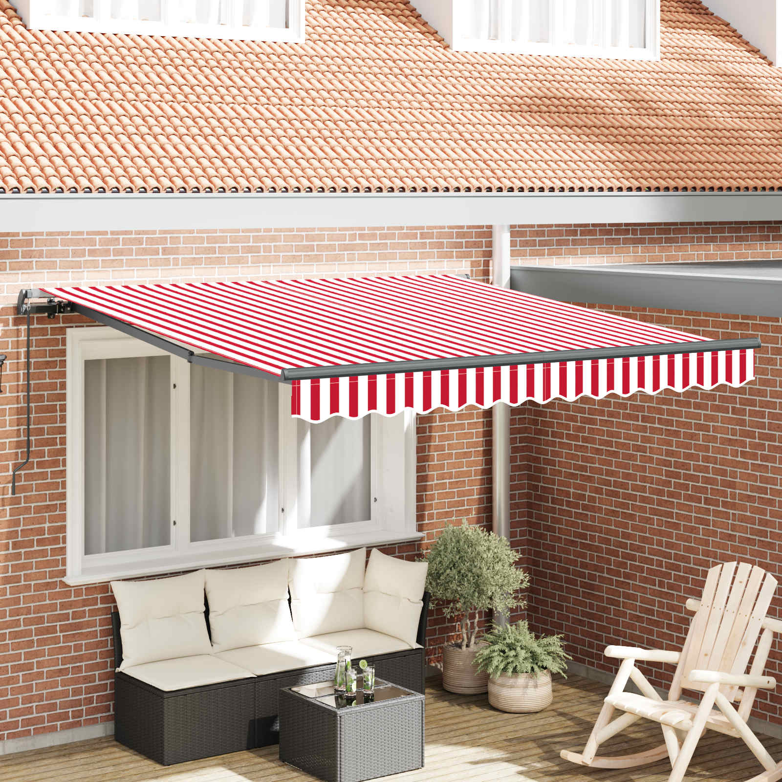 Povlačivi tende Crvena i bijela 300 x 250 cm